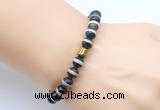 CGB9270 8mm, 10mm Tibetan agate & drum hematite power beads bracelets