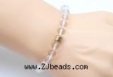 CGB9285 8mm, 10mm white crystal & drum hematite power beads bracelets