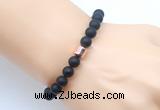 CGB9316 8mm, 10mm matte black agate & drum hematite power beads bracelets