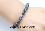 CGB9317 8mm, 10mm matte snowflake obsidian & drum hematite power beads bracelets