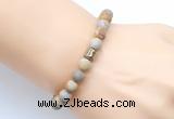 CGB9318 8mm, 10mm matte fossil coral & drum hematite power beads bracelets