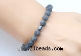 CGB9325 8mm, 10mm matte black labradorite & drum hematite power beads bracelets