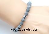 CGB9332 8mm, 10mm matte grey picture jasper & drum hematite power beads bracelets