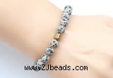 CGB9334 8mm, 10mm matte dalmatian jasper & drum hematite power beads bracelets
