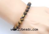 CGB9337 8mm, 10mm matte yellow tiger eye & drum hematite power beads bracelets