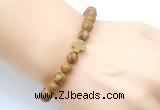 CGB9361 8mm, 10mm wooden jasper & cross hematite power beads bracelets