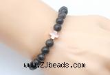 CGB9362 8mm, 10mm coffee wooden jasper & cross hematite power beads bracelets