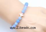 CGB9371 8mm, 10mm blue banded agate & cross hematite power beads bracelets