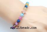 CGB9373 8mm, 10mm colorful banded agate & cross hematite power beads bracelets