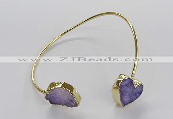 CGB939 15*20mm - 16*16mm freeform & heart druzy agate bangles