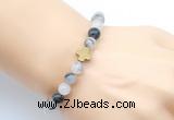 CGB9403 8mm, 10mm black rutilated quartz & cross hematite power beads bracelets