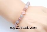 CGB9413 8mm, 10mm pink quartz & cross hematite power beads bracelets