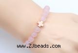 CGB9417 8mm, 10mm matte rose quartz & cross hematite power beads bracelets