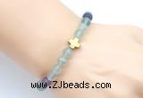 CGB9420 8mm, 10mm matte fluorite & cross hematite power beads bracelets