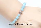 CGB9423 8mm, 10mm matte amazonite & cross hematite power beads bracelets