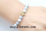 CGB9425 8mm, 10mm matte white howlite & cross hematite power beads bracelets