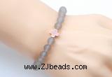 CGB9427 8mm, 10mm matte grey agate & cross hematite power beads bracelets