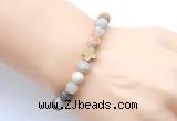 CGB9429 8mm, 10mm matte bamboo leaf agate & cross hematite power beads bracelets