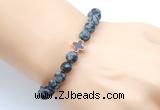 CGB9433 8mm, 10mm matte snowflake obsidian & cross hematite power beads bracelets