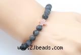 CGB9441 8mm, 10mm matte black labradorite & cross hematite power beads bracelets