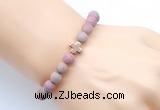CGB9442 8mm, 10mm matte pink wooden jasper & cross hematite power beads bracelets
