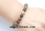 CGB9444 8mm, 10mm matte picasso jasper & cross hematite power beads bracelets