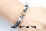 CGB9447 8mm, 10mm matte black & white jasper & cross hematite power beads bracelets