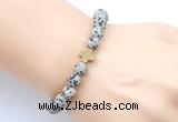 CGB9450 8mm, 10mm matte dalmatian jasper & cross hematite power beads bracelets