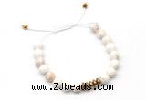 CGB9461 8mm, 10mm white howlite & rondelle hematite adjustable bracelets