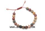 CGB9473 8mm, 10mm picasso jasper & cross hematite adjustable bracelets