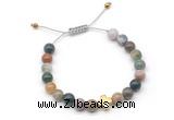 CGB9490 8mm, 10mm Indian agate & cross hematite adjustable bracelets