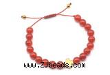 CGB9493 8mm, 10mm red agate & cross hematite adjustable bracelets