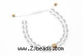 CGB9510 8mm, 10mm white crystal & drum hematite adjustable bracelets