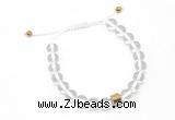CGB9510 8mm, 10mm white crystal & drum hematite adjustable bracelets