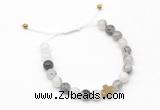 CGB9513 8mm, 10mm black rutilated quartz & cross hematite adjustable bracelets