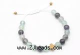 CGB9517 8mm, 10mm fluorite & cross hematite adjustable bracelets