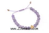 CGB9528 8mm, 10mm matte amethyst & cross hematite adjustable bracelets