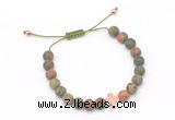 CGB9545 8mm, 10mm matte unakite & cross hematite adjustable bracelets