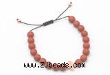 CGB9553 8mm, 10mm matte red jasper & cross hematite adjustable bracelets