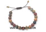 CGB9554 8mm, 10mm matte picasso jasper & cross hematite adjustable bracelets