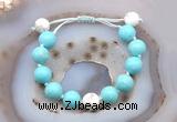 CGB9617 12mm round blue howlite & white howlite adjustable bracelets