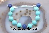 CGB9620 12mm round blue howlite & lapis lazuli adjustable bracelets