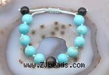 CGB9624 12mm round blue howlite & golden obsidian adjustable bracelets