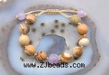 CGB9703 12mm round picture jasper & lavender amethyst adjustable bracelets