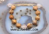 CGB9718 12mm round picture jasper & rose quartz adjustable bracelets