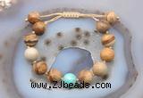 CGB9729 12mm round picture jasper & blue sea sediment jasper adjustable bracelets