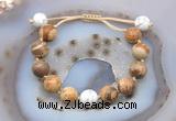 CGB9731 12mm round picture jasper & white howlite adjustable bracelets