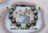 CGB9809 12mm round black labradorite & candy jade adjustable bracelets