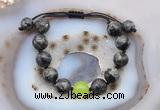 CGB9810 12mm round black labradorite & candy jade adjustable bracelets