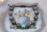 CGB9829 12mm round black labradorite & blue sea sediment jasper adjustable bracelets